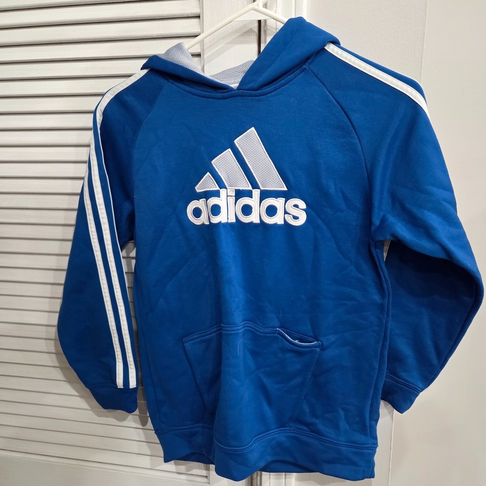 Youth Adidas Royal Blue Essentials Fleece 3-Stripes Hoodie Size Medium